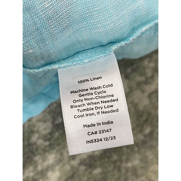 Talbots Blue 100% Linen Plus Petite 3XP Lightweight Summer Top Tie Country - Picture 4 of 6